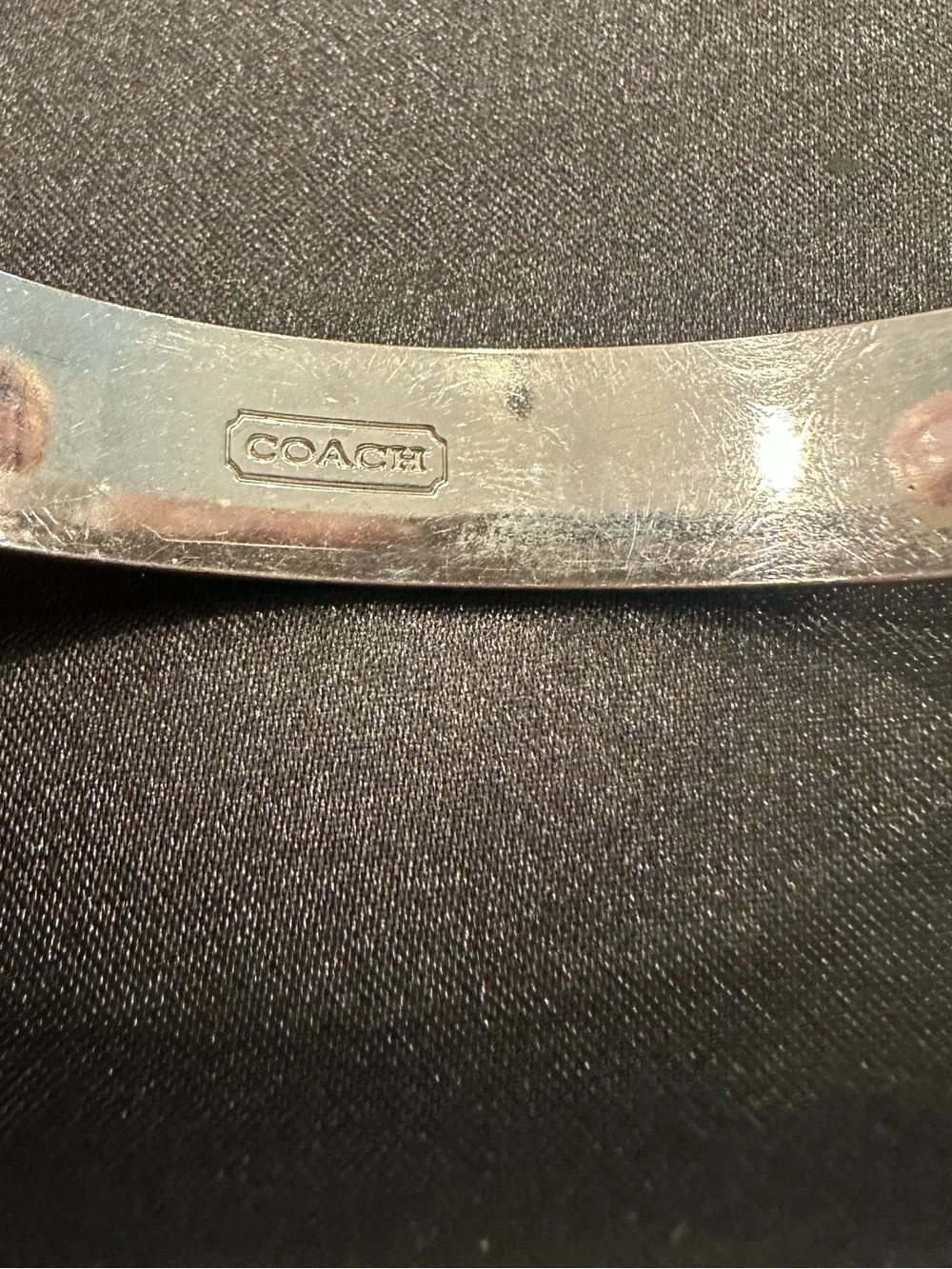 Coach Poppy Silver and Pink Enamel Logo Bangle Bracelet
